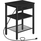 Tavolino in metallo e legno con ricarica USB 61 cm A x 30,5 cm L x 30,5 cm P