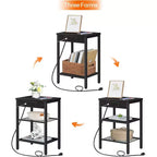 Tavolino in metallo e legno con ricarica USB 61 cm A x 30,5 cm L x 30,5 cm P