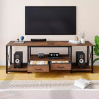 TV Stand with Fabric Drawers, Entertainment Center with Open Storage Shelves, TV Console Table, for Living Room, Bedroom, Office