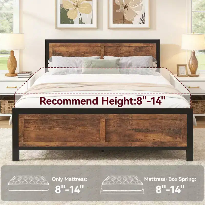 Struttura letto a piattaforma queen size in metallo e legno con 4 cassetti contenitore