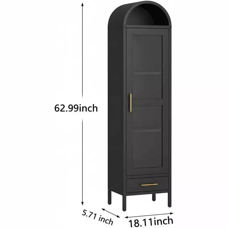 Libreria ad arco in acciaio laminato a freddo con ante in vetro 160 A x 46 L x 14,5 P cm