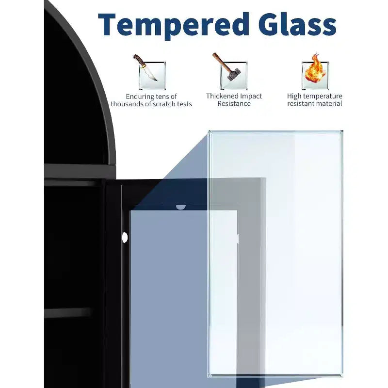 Libreria ad arco in acciaio laminato a freddo con ante in vetro 160 A x 46 L x 14,5 P cm