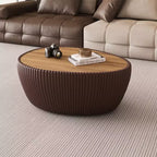Tavolino da caffè in pietra sinterizzata e pelle 16,14"H x 32,1"L x 24,8"W