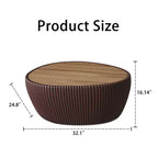 Tavolino da caffè in pietra sinterizzata e pelle 16,14"H x 32,1"L x 24,8"W