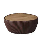 Tavolino da caffè in pietra sinterizzata e pelle 16,14"H x 32,1"L x 24,8"W