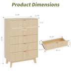 Comò in legno con 3 cassetti scanalati, altezza 81 cm
