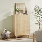 Comò in legno con 3 cassetti scanalati, altezza 81 cm