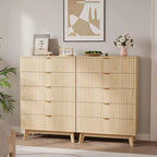 Comò in legno con 3 cassetti scanalati, altezza 81 cm