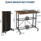 Scaffale pieghevole a 3 ripiani in metallo con ruote 75,8 cm A x 80 cm L x 56 cm P