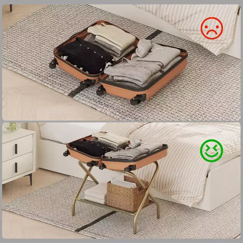 Portavaligie Pieghevole in Acciaio con Scarpiera 69,1 cm L x 38,1 cm P x 52,1 cm H