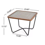 Tavolino da Caffè Quadrato in Vetro Temperato 58,4 cm L x 58,4 cm P con Base Geometrica