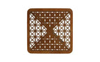 Tavolino da Caffè Quadrato in Vetro Temperato 58,4 cm L x 58,4 cm P con Base Geometrica