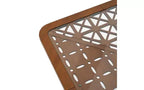 Tavolino da Caffè Quadrato in Vetro Temperato 58,4 cm L x 58,4 cm P con Base Geometrica