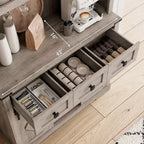 Mobile Bar da Fattoria in Legno 183 cm H con Anta Scorrevole a Fienile e 3 Cassetti