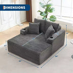 Divano Letto Chaise Lounge Oversize in Velluto a Coste 163 cm L x 137 cm W