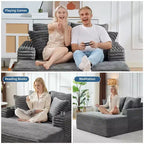 Divano Letto Chaise Lounge Oversize in Velluto a Coste 163 cm L x 137 cm W