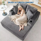 Divano Letto Chaise Lounge Oversize in Velluto a Coste 163 cm L x 137 cm W