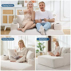 Divano Letto Chaise Lounge Oversize in Velluto a Coste 163 cm L x 137 cm W