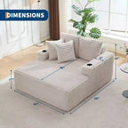 Divano Letto Chaise Lounge Oversize in Velluto a Coste 163 cm L x 137 cm W