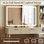 Toeletta in legno con specchio a LED e cassetti 36"L