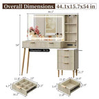 Toeletta in legno con specchio a LED e cassetti 36"L