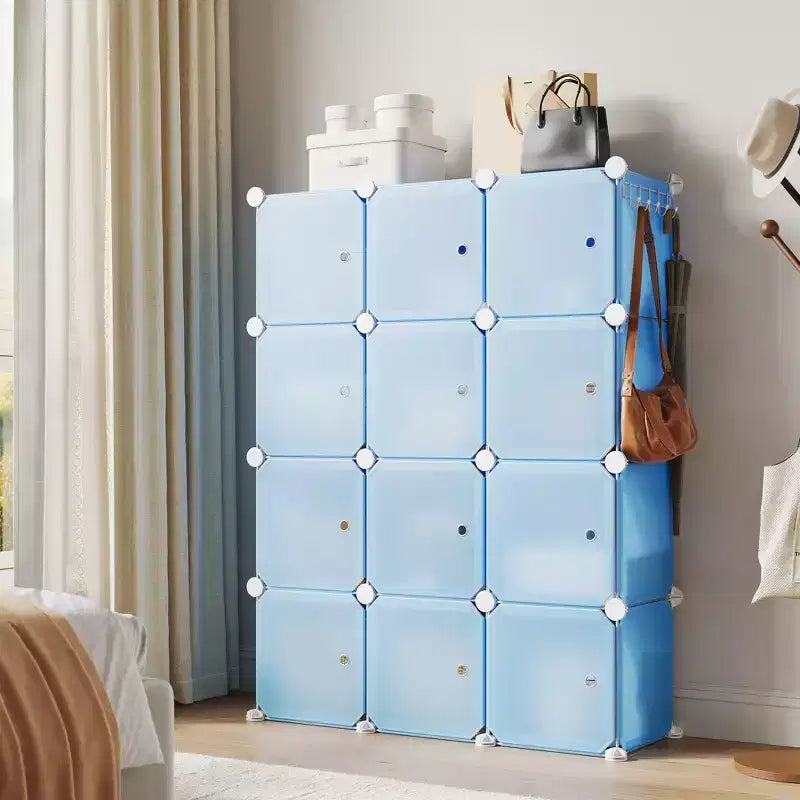 Scarpiera modulare salvaspazio 12 cubi impilabile con ante, organizer portatile a 4 livelli impilabile per scarpe, per camera da letto, soggiorno
