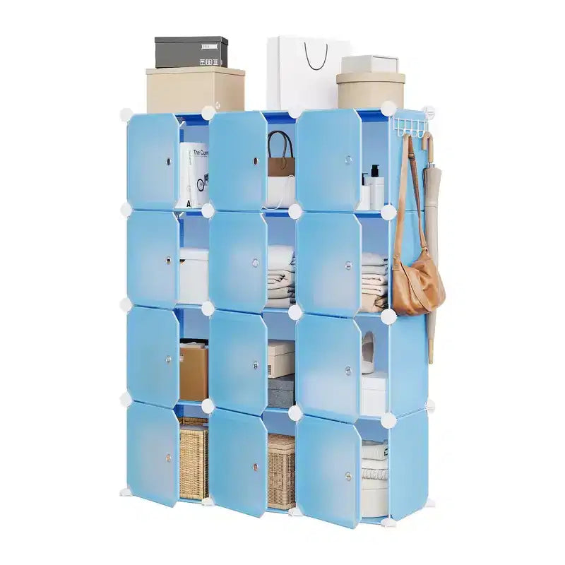 Scarpiera modulare salvaspazio 12 cubi impilabile con ante, organizer portatile a 4 livelli impilabile per scarpe, per camera da letto, soggiorno