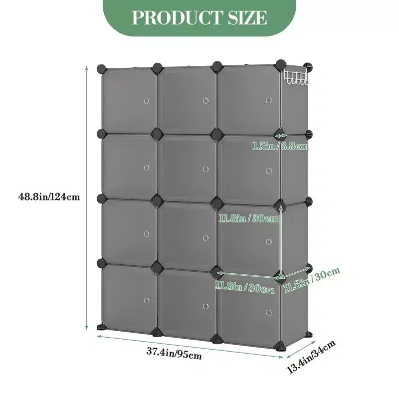Scarpiera modulare salvaspazio 12 cubi impilabile con ante, organizer portatile a 4 livelli impilabile per scarpe, per camera da letto, soggiorno