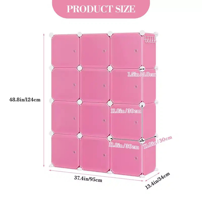 Scarpiera modulare salvaspazio 12 cubi impilabile con ante, organizer portatile a 4 livelli impilabile per scarpe, per camera da letto, soggiorno