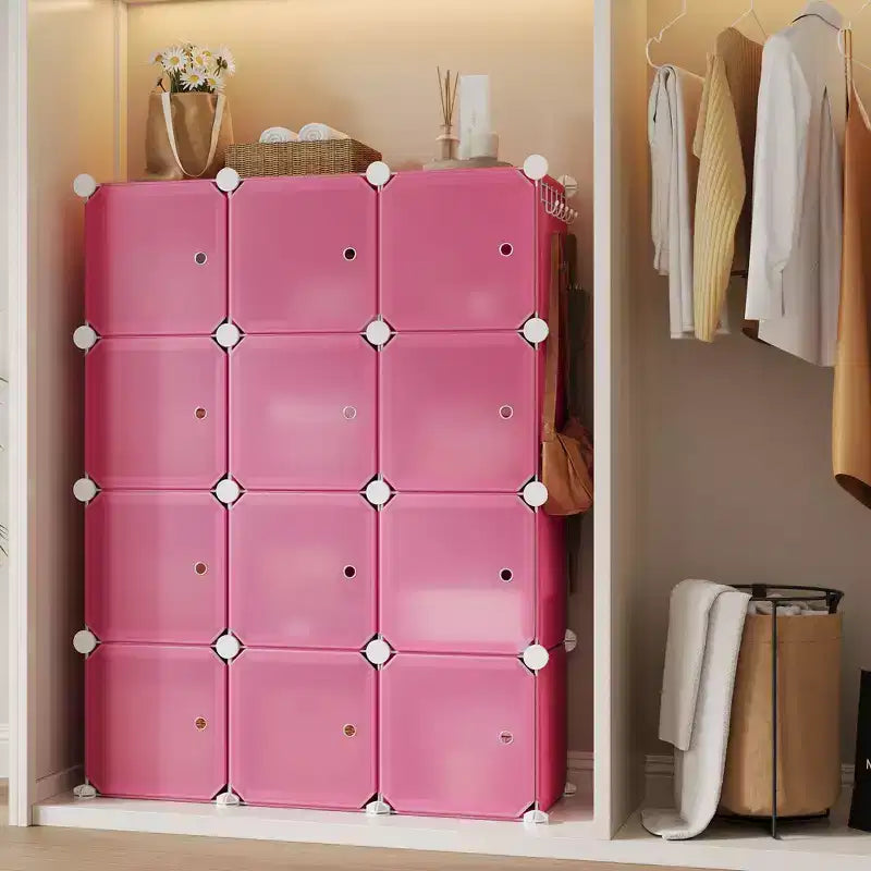 Scarpiera modulare salvaspazio 12 cubi impilabile con ante, organizer portatile a 4 livelli impilabile per scarpe, per camera da letto, soggiorno