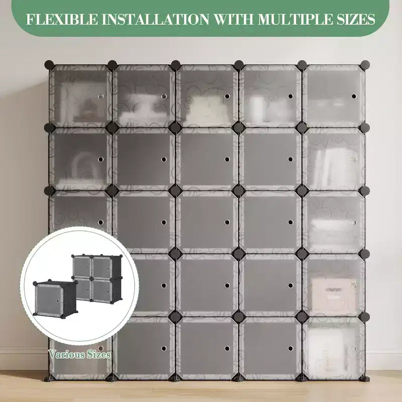 Scarpiera modulare salvaspazio 12 cubi impilabile con ante, organizer portatile a 4 livelli impilabile per scarpe, per camera da letto, soggiorno