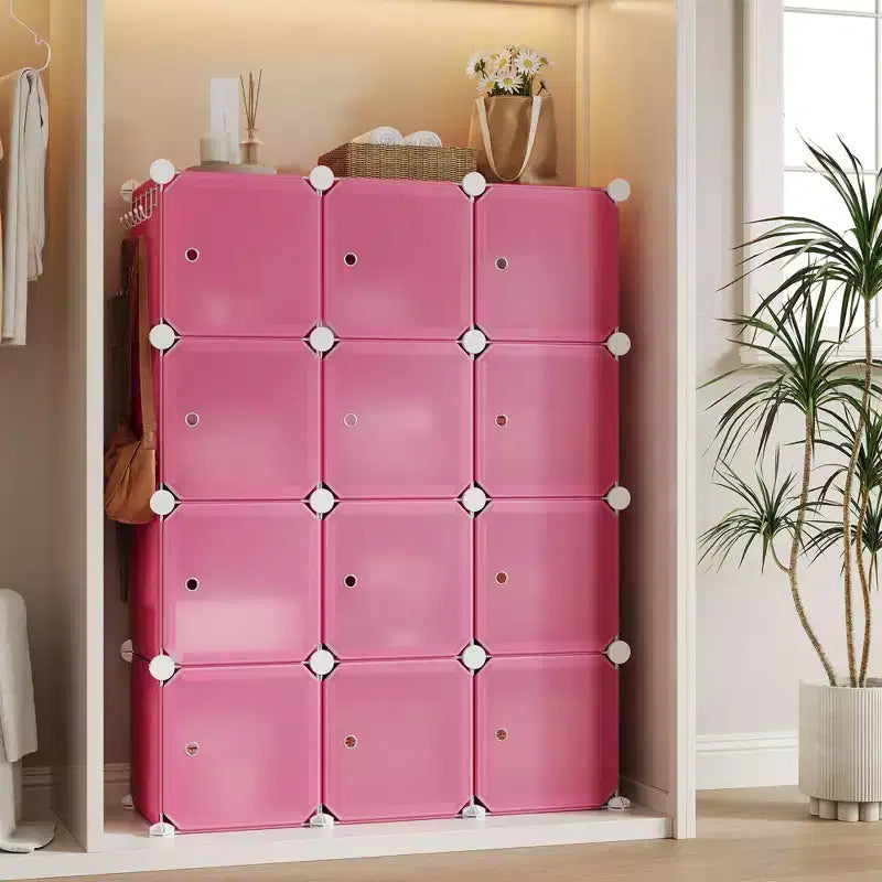 Scarpiera modulare salvaspazio 12 cubi impilabile con ante, organizer portatile a 4 livelli impilabile per scarpe, per camera da letto, soggiorno