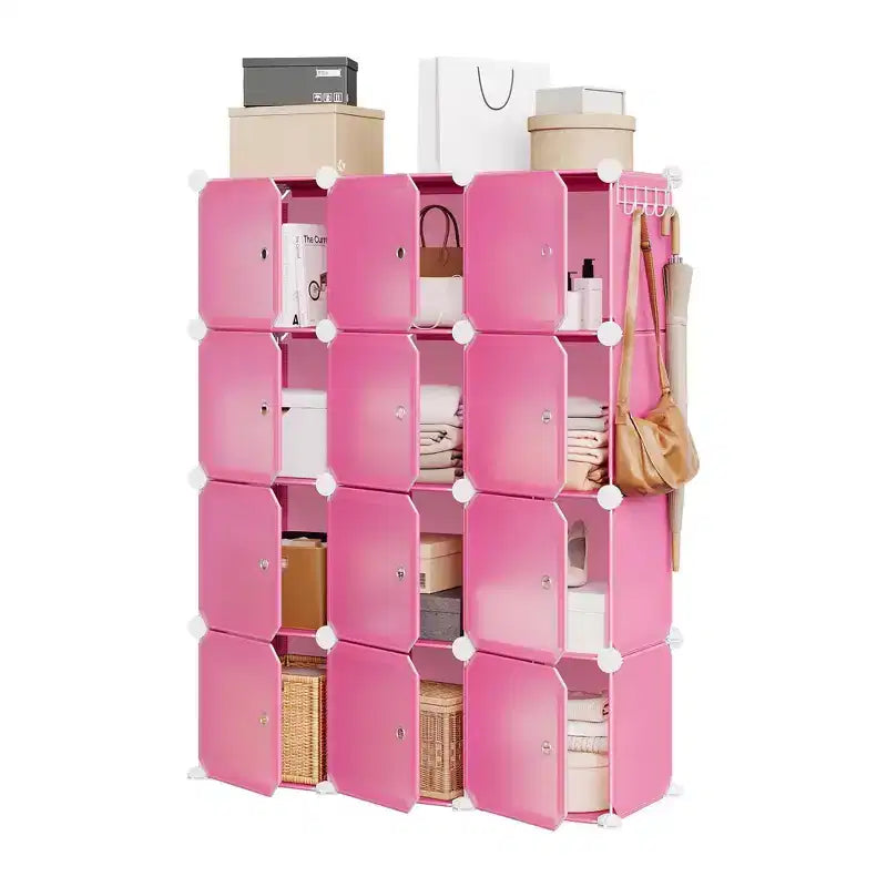 Scarpiera modulare salvaspazio 12 cubi impilabile con ante, organizer portatile a 4 livelli impilabile per scarpe, per camera da letto, soggiorno