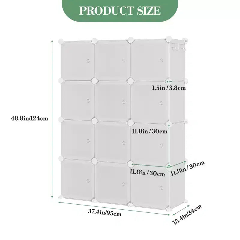 Scarpiera modulare salvaspazio 12 cubi impilabile con ante, organizer portatile a 4 livelli impilabile per scarpe, per camera da letto, soggiorno