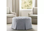GDFStudio Elowen Tufted Round Cocktail Ottoman with Pleated Skirt