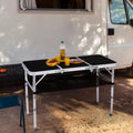 Tavolino Pieghevole da Patio in Alluminio con Rete Portaoggetti