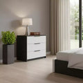 Cassettiera orizzontale in legno a 3 cassetti 71 cm — Bianco e Rovere Smokey