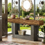 GDFStudio Janine Farmhouse Wood Console Table with Lower Shelf