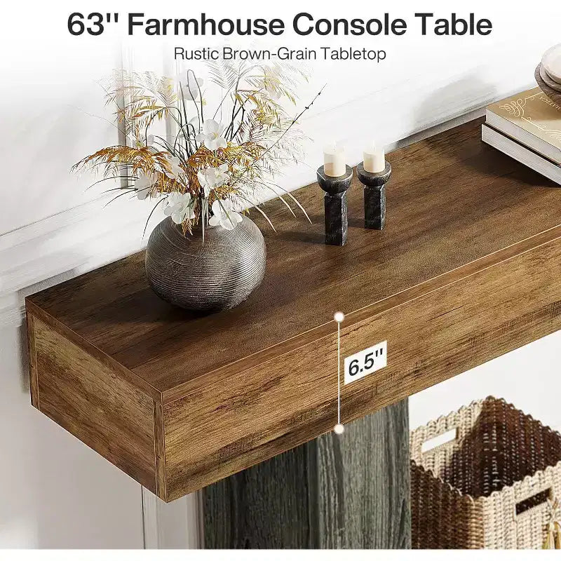 Consolle in Legno Stile Rustico con Ripiano Inferiore