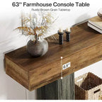 Consolle rustica da fattoria in MDF con ripiano inferiore 63''L x 32,28''A x 11,81''P