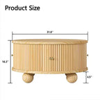 Tavolino da caffè rotondo scanalato in legno di pino con vano portaoggetti nascosto 80,7 cm L x 41,4 cm A
