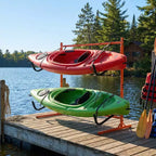 Freestanding 2 Kayak Rack, Adjustable Width (48.4 - 71.8), Heavy-Duty Steel Storage for Canoe, SUP & Surfboard, 175 lbs Capacity