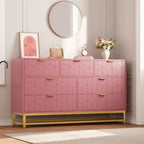 Dresser, 7 Drawer 53.5 Large Chest of Drawers with Metal Legs, Modern White Storage