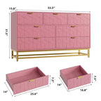 Comò a 7 cassetti in legno con gambe in metallo 136 cm L x 80 cm H — Bianco