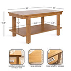 Tavolino da caffè in legno a due ripiani 91 cm L x 51 cm P x 47 cm H