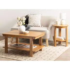 Tavolino da caffè in legno a due ripiani 91 cm L x 51 cm P x 47 cm H