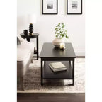 Tavolino da caffè in legno a due ripiani 91 cm L x 51 cm P x 47 cm H