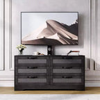 Mobile TV in legno e rattan con montaggio 6 cassetti 120 cm L x 111 cm A x 40 cm P
