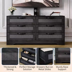 Mobile TV in legno e rattan con montaggio 6 cassetti 120 cm L x 111 cm A x 40 cm P
