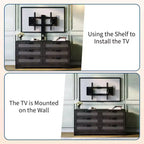 Mobile TV in legno e rattan con montaggio 6 cassetti 120 cm L x 111 cm A x 40 cm P